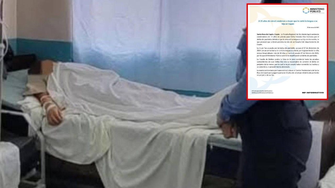 A 15 años de cárcel condenan a mujer que le cortó la lengua a su hija en Copán